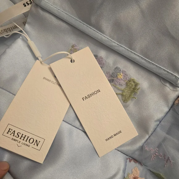 Light Blue Floral Embroidered Maxi Dress - Picture 4 of 7